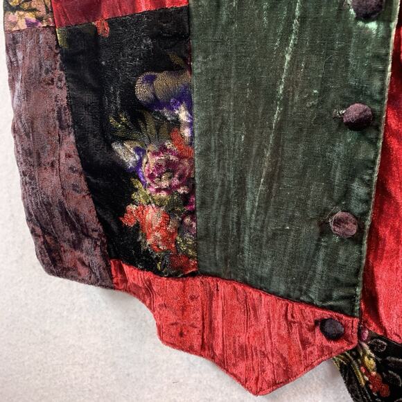 VTG Women Velvet Patchwork Vest Sz M Boho Witchy Whimsigoth Eclectic Teacher USA - Picture 2 of 9